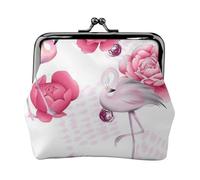 Jbyjbx Red Flamingos Print Compact Coin Purse Cute Small Zipper Wallet With Kiss Lock For Daily Use And Gifts