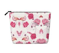 JBYJBX Red Flamingos Print Makeup Bag Waterproof Travel Cosmetic Tote Zippered Pouch For Women Toiletry Bag, Black, One Size