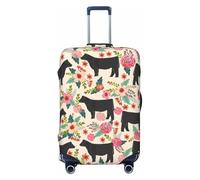 JBYJBX Red Flower Show Steer Cows Cattle Print Suitcase Cover Luggage Protector Washable Elastic Fashionable Travel Gear Cover, Black, S