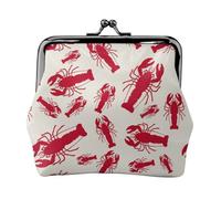 Jbyjbx Red Lobster Print Compact Coin Purse Cute Small Zipper Wallet With Kiss Lock For Daily Use And Gifts