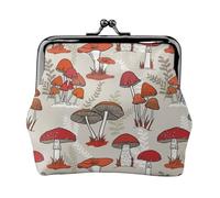Jbyjbx Red Mushrooms Print Compact Coin Purse Cute Small Zipper Wallet With Kiss Lock For Daily Use And Gifts