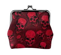 Jbyjbx Red Skulls Print Compact Coin Purse Cute Small Zipper Wallet With Kiss Lock For Daily Use And Gifts