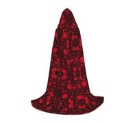 JBYJBX Red Skulls Print Unisex Hooded Cloak Halloween Cosplay Costume Christmas Carnival Party Wear Cape