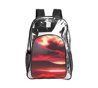 JBYJBX Red Sky at Night Starry Print Clear Backpack Large Capacity Travel Hiking Work See Through Bookbag with Pocket