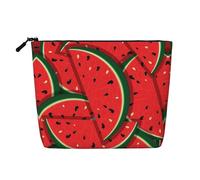 JBYJBX Red Watermelon Print Makeup Bag Waterproof Travel Cosmetic Tote Zippered Pouch For Women Toiletry Bag, Black, One Size
