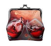 Jbyjbx Red Wine Glass Cheers Print Compact Coin Purse Cute Small Zipper Wallet With Kiss Lock For Daily Use And Gifts