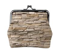 Jbyjbx Rustic Rocks Brick Wall Print Compact Coin Purse Cute Small Zipper Wallet With Kiss Lock For Daily Use And Gifts