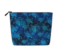 JBYJBX Sea Turtle-Blue Print Makeup Bag Waterproof Travel Cosmetic Tote Zippered Pouch For Women Toiletry Bag, Black, One Size