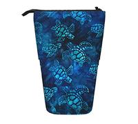 JBYJBX Sea Turtle-Blue Print Pencil Case Multipurpose Telescopic Pencil Case Organizer, Stationery Storage Bag, Black, One Size