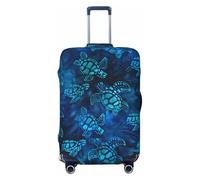 JBYJBX Sea Turtle-Blue Print Suitcase Cover Luggage Protector Washable Elastic Fashionable Travel Gear Cover, Black, L