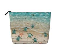 JBYJBX Sea Turtle Starfish Print Makeup Bag Waterproof Travel Cosmetic Tote Zippered Pouch For Women Toiletry Bag, Black, One Size