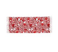 JBYJBX Sea Turtle Starfish Print Tassel Scarf For Women Shawl Wrap Unique Design, Fashion Fringed Scarf 77" X 27", Candy Canes, One Size