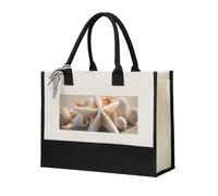 JBYJBX Seashell Starfish Print Canvas Tote Bag Gifting For Women Eco-Friendly Office Use Shopping Beach Travel
