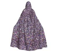 JBYJBX Sequin Pattern Print Halloween Cosplay Medieval Festivals For Unisex Full Length Cloak With Hat Hooded