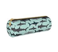 JBYJBX Shark Print Leather Pencil Case Pouch - Slim & Cute Pencil Cases For Adults, Men And Women