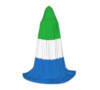 JBYJBX Sierra Leone Flag Print Halloween Hooded Cloak 130/150/170cm Carnival Witch Costume Cosplay Theme Party, Black, S