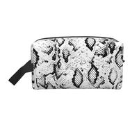 JBYJBX Snake Leather Black and White Print Travel Storage Bag Capacity Zippered For Toiletries Cosmetics Daily Essentials, White, One Size, White, One Size, White, One Size