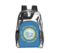 JBYJBX South Dakota Flag Print Clear Backpack Large Capacity Travel Hiking Work See Through Bookbag with Pocket
