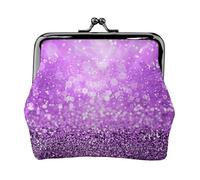 Jbyjbx Sparkling Purple Glitter Print Compact Coin Purse Cute Small Zipper Wallet With Kiss Lock For Daily Use And Gifts