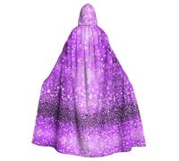 JBYJBX Sparkling Purple Glitter Print Halloween Cosplay Medieval Festivals For Unisex Full Length Cloak With Hat Hooded