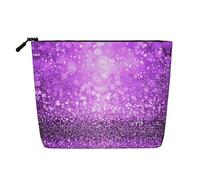 JBYJBX Sparkling Purple Glitter Print Makeup Bag Waterproof Travel Cosmetic Tote Zippered Pouch For Women Toiletry Bag, Black, One Size, Black, One Size