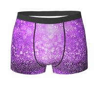 JBYJBX Sparkling Purple Glitter Print Men'S Boxer Briefs Soft Comfortable Underwear Trunks, Stretch Mens Boxer Shorts, Black, XL