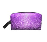 JBYJBX Sparkling Purple Glitter Print Travel Storage Bag Capacity Zippered For Toiletries Cosmetics Daily Essentials, White, One Size, White, One Size