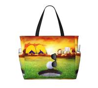 JBYJBX Sport Golf Ball Sunset Tree Print Beach Tote Large Capacity Travel Bag Waterproof Sandproof And Lightweight