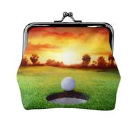 Jbyjbx Sport Golf Ball Sunset Tree Print Compact Coin Purse Cute Small Zipper Wallet With Kiss Lock For Daily Use And Gifts