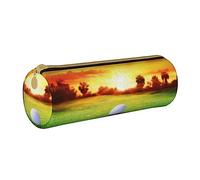 JBYJBX Sport Golf Ball Sunset Tree Print Leather Pencil Case Pouch - Slim & Cute Pencil Cases For Adults, Men And Women