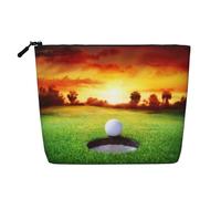 JBYJBX Sport Golf Ball Sunset Tree Print Makeup Bag Waterproof Travel Cosmetic Tote Zippered Pouch For Women Toiletry Bag, Black, One Size, Black, One Size