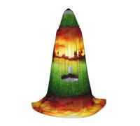 JBYJBX Sport Golf Ball Sunset Tree Print Unisex Hooded Cloak Halloween Cosplay Costume Christmas Carnival Party Wear Cape