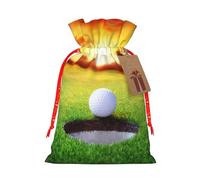 JBYJBX Sport Golf Ball Sunset Tree Printing Christmas Drawstring Gift Bags Holiday Sack For Xmas Party Favor Filler Present