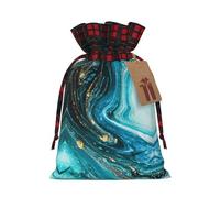 JBYJBX Stone Blue Gold Marble Printing Christmas Drawstring Gift Bag For Xmas Wrapping Festive Packaging Party Favors