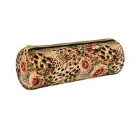 JBYJBX Striped Leopard Print Leather Pencil Case Pouch - Slim & Cute Pencil Cases For Adults, Men And Women