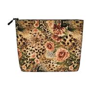 JBYJBX Striped Leopard Print Makeup Bag Waterproof Travel Cosmetic Tote Zippered Pouch For Women Toiletry Bag, Black, One Size, Black, One Size