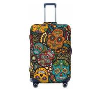 JBYJBX Sugar Skulls Print Print Suitcase Cover Luggage Protector Washable Elastic Fashionable Travel Gear Cover, Black, L