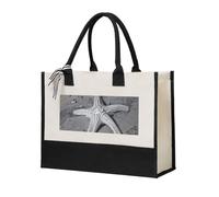 JBYJBX Summer Starfish Seashell Print Canvas Tote Bag Gifting For Women Eco-Friendly Office Use Shopping Beach Travel