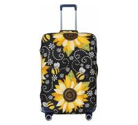 JBYJBX Sunflower Bees Print Suitcase Cover Luggage Protector Washable Elastic Fashionable Travel Gear Cover, Black, M