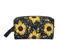 JBYJBX Sunflower Bees Print Travel Storage Bag Capacity Zippered For Toiletries Cosmetics Daily Essentials, White, One Size, White, One Size