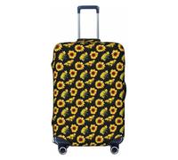 JBYJBX Sunflower Flowers Plants Black And Yellow Print Suitcase Cover Luggage Protector Washable Elastic Fashionable Travel Gear Cover, Black, M