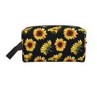 JBYJBX Sunflower Flowers Plants Black And Yellow Print Travel Storage Bag Capacity Zippered For Toiletries Cosmetics Daily Essentials, White, One Size, White, One Size