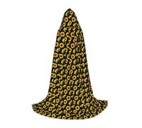 JBYJBX Sunflower Flowers Plants Black And Yellow Print Unisex Hooded Cloak Halloween Cosplay Costume Christmas Carnival Party Wear Cape