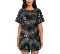 JBYJBX Supernatural Inspiration Women's Pajamas Set, Cotton Short Sleeve Sleepwear Top Shorts Pjs Sets Soft Loungewear, Black, S