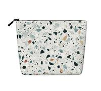 JBYJBX Terrazzo Marble Pastel Print Makeup Bag Waterproof Travel Cosmetic Tote Zippered Pouch For Women Toiletry Bag, Black, One Size, Black, One Size