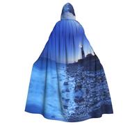 JBYJBX The Seaside Lighthouse Print Adult Hooded Cloak Costume Cape For Carnival Cosplay Vampire Party Decor Supplies