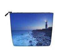 JBYJBX The Seaside Lighthouse Print Makeup Bag Waterproof Travel Cosmetic Tote Zippered Pouch For Women Toiletry Bag, Black, One Size
