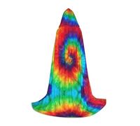 JBYJBX Tie Dye Rainbow Print Unisex Hooded Cloak Halloween Cosplay Costume Christmas Carnival Party Wear Cape