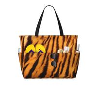 JBYJBX Tiger Striped Pattern Print Beach Tote Large Capacity Travel Bag Waterproof Sandproof And Lightweight
