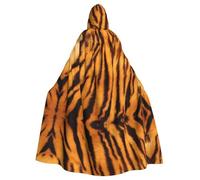 JBYJBX Tiger Striped Pattern Print Halloween Cosplay Medieval Festivals For Unisex Full Length Cloak With Hat Hooded